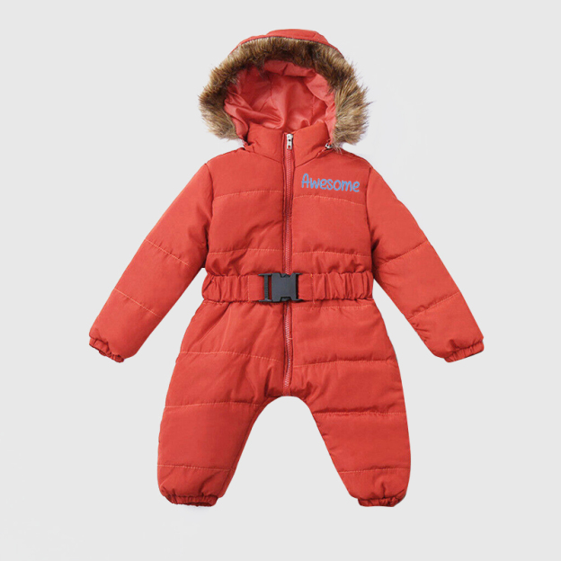 Personalized Baby Fur Lined Hood Cozy Snowsuit| Cloth93
