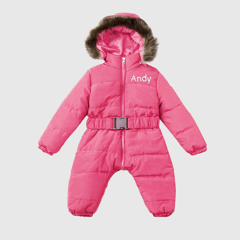Personalized Baby Fur Lined Hood Cozy Snowsuit| Cloth93