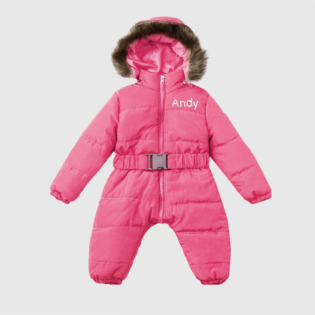 Personalized Baby Fur Lined Hood Cozy Snowsuit| Cloth93