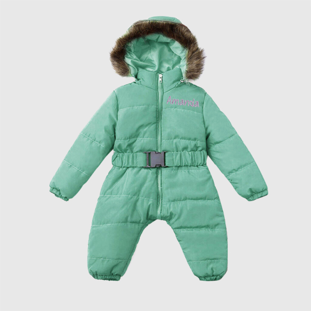 Personalized Baby Fur Lined Hood Cozy Snowsuit| Cloth93