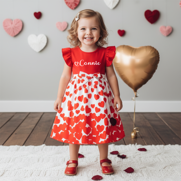 Personalized Girl Valentine's Day Heart Dress| YESVa12