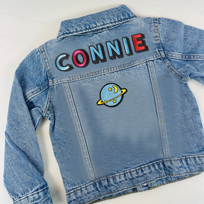 Personalized Kids Hand Patch Rainbow Denim Jacket| Cloth262