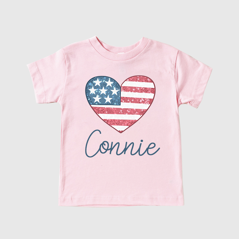 Personalized Kid 4th Of July Heart Independence T-Shirt| Cloth1453