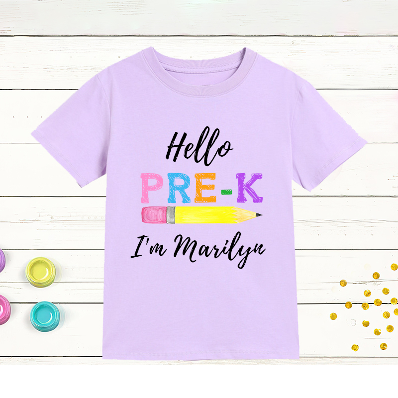Personalized Kids Hello Pre-k T-Shirt| Cloth144