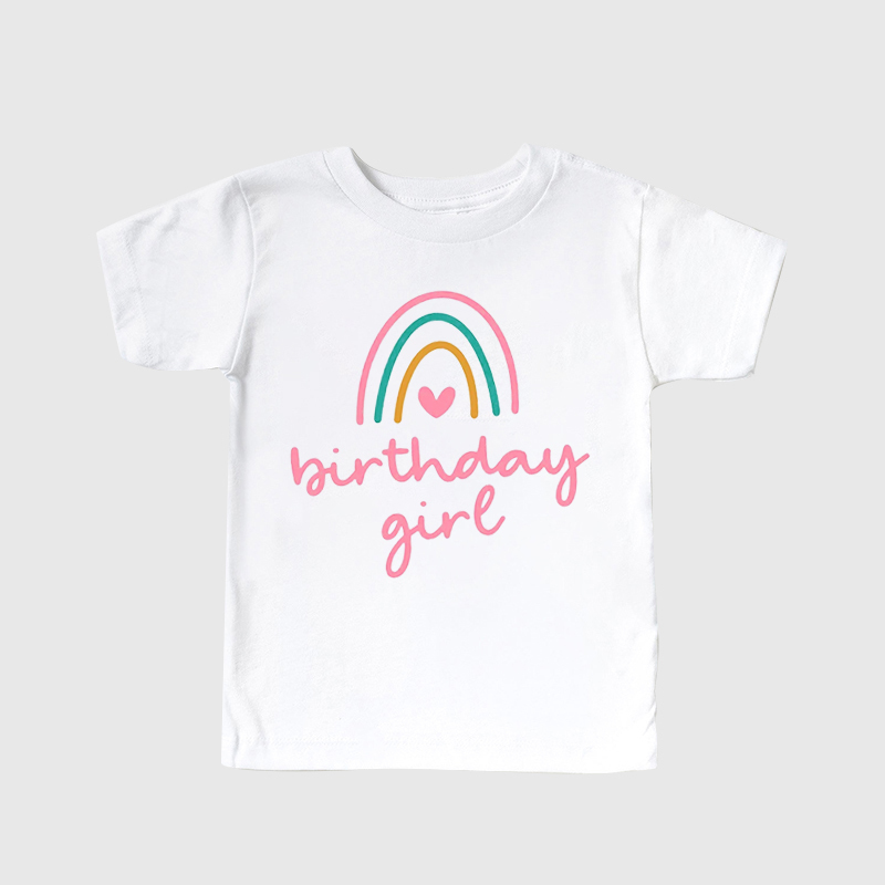 Personalized Girls Rainbow Birthday T-Shirt| Cloth173