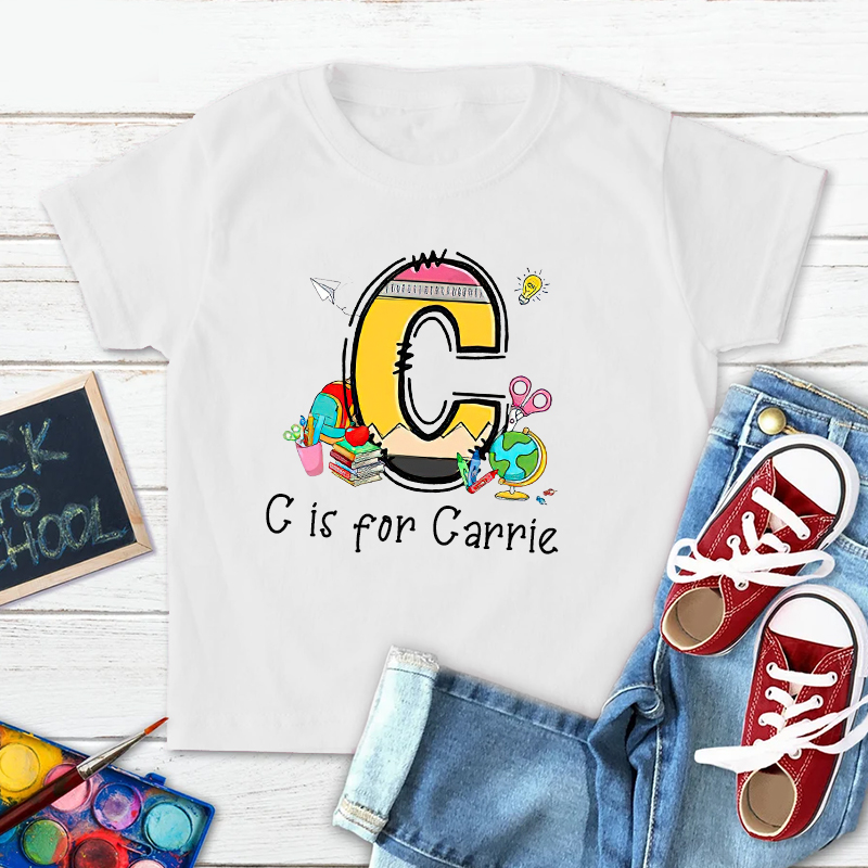 Personalized Kids Back To School Alphabet  Name T-Shirt| Cloth1408