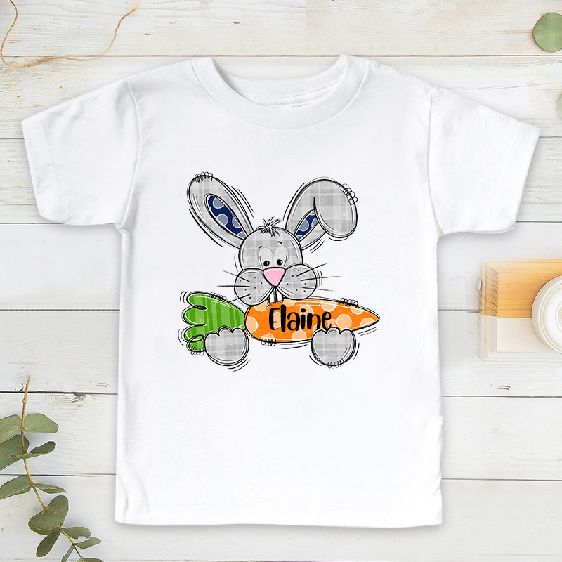 Personalized Kids Bunny Summer T-Shirt| Cloth134