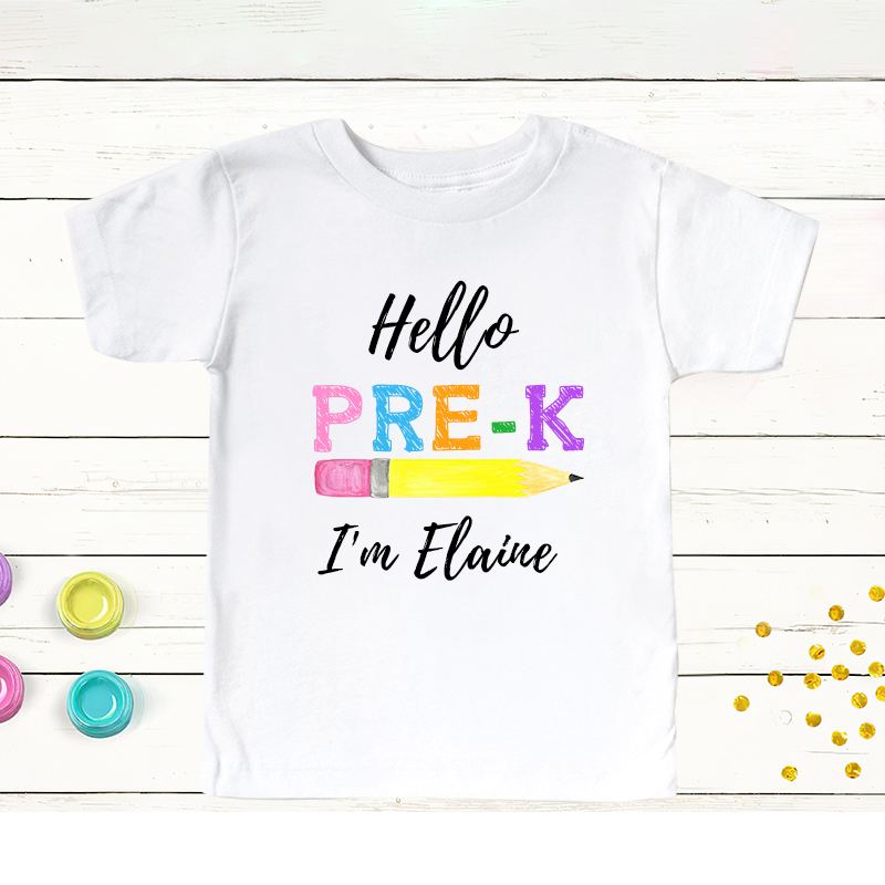 Personalized Kids Hello Pre-k T-Shirt| Cloth144
