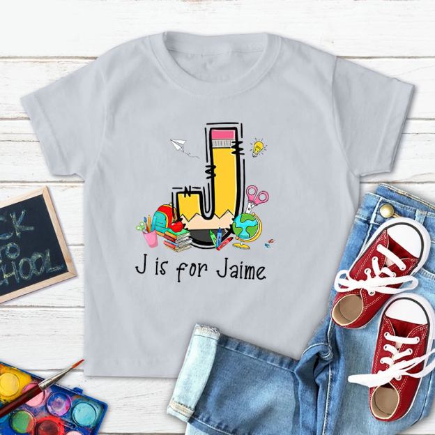 Personalized Kids Back To School Alphabet  Name T-Shirt| Cloth1408