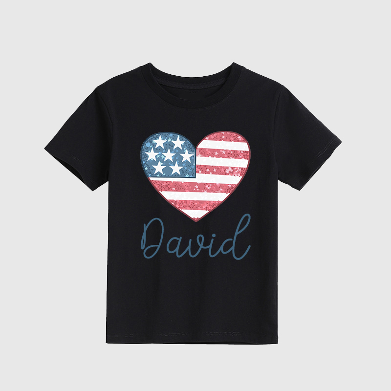 Personalized Kid 4th Of July Heart Independence T-Shirt| Cloth1453