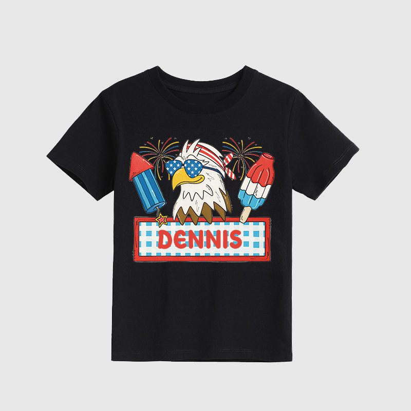 Personalized Kid 4th Of July Eagle Firework Independence T-Shirt| Cloth1461