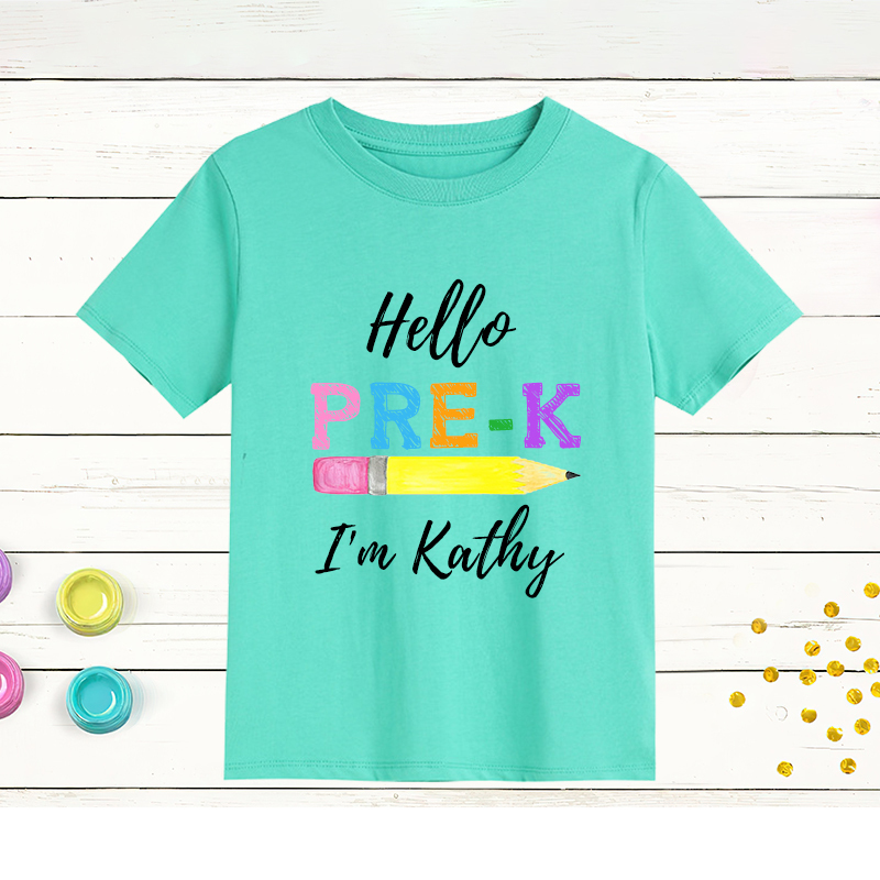 Personalized Kids Hello Pre-k T-Shirt| Cloth144