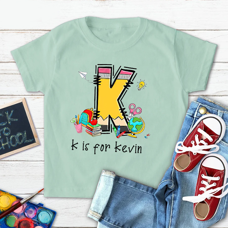 Personalized Kids Back To School Alphabet  Name T-Shirt| Cloth1408