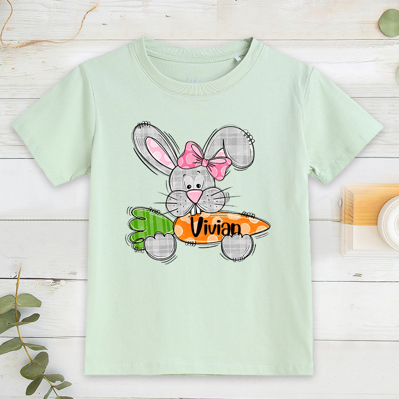 Personalized Kids Bunny Summer T-Shirt| Cloth134