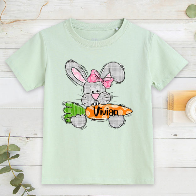 Personalized Kids Bunny Summer T-Shirt| Cloth134