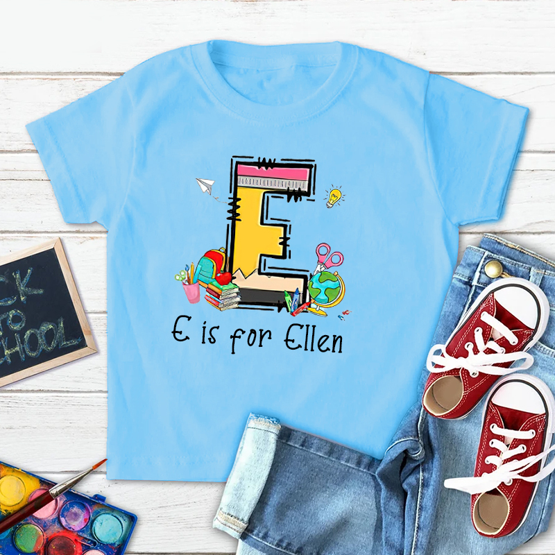 Personalized Kids Back To School Alphabet  Name T-Shirt| Cloth1408