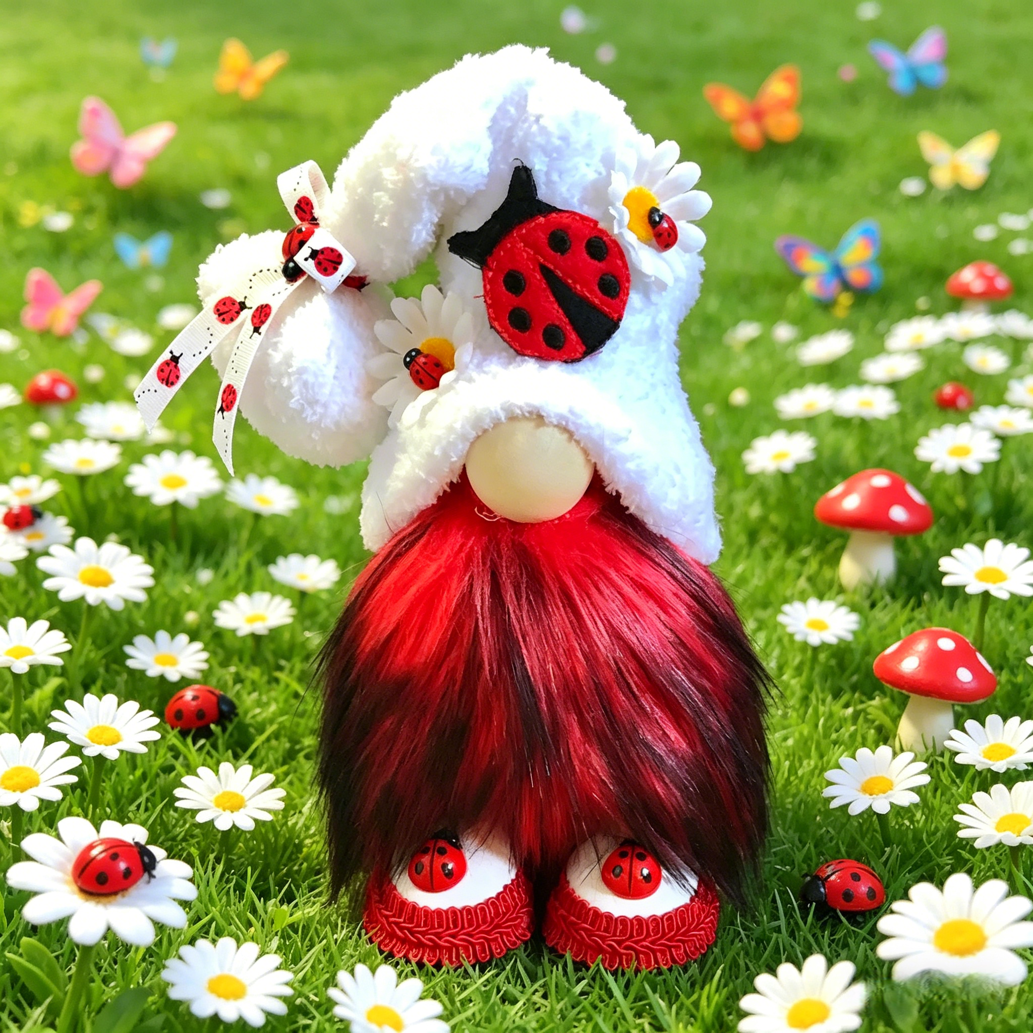 Ladybug Daisy Gnome