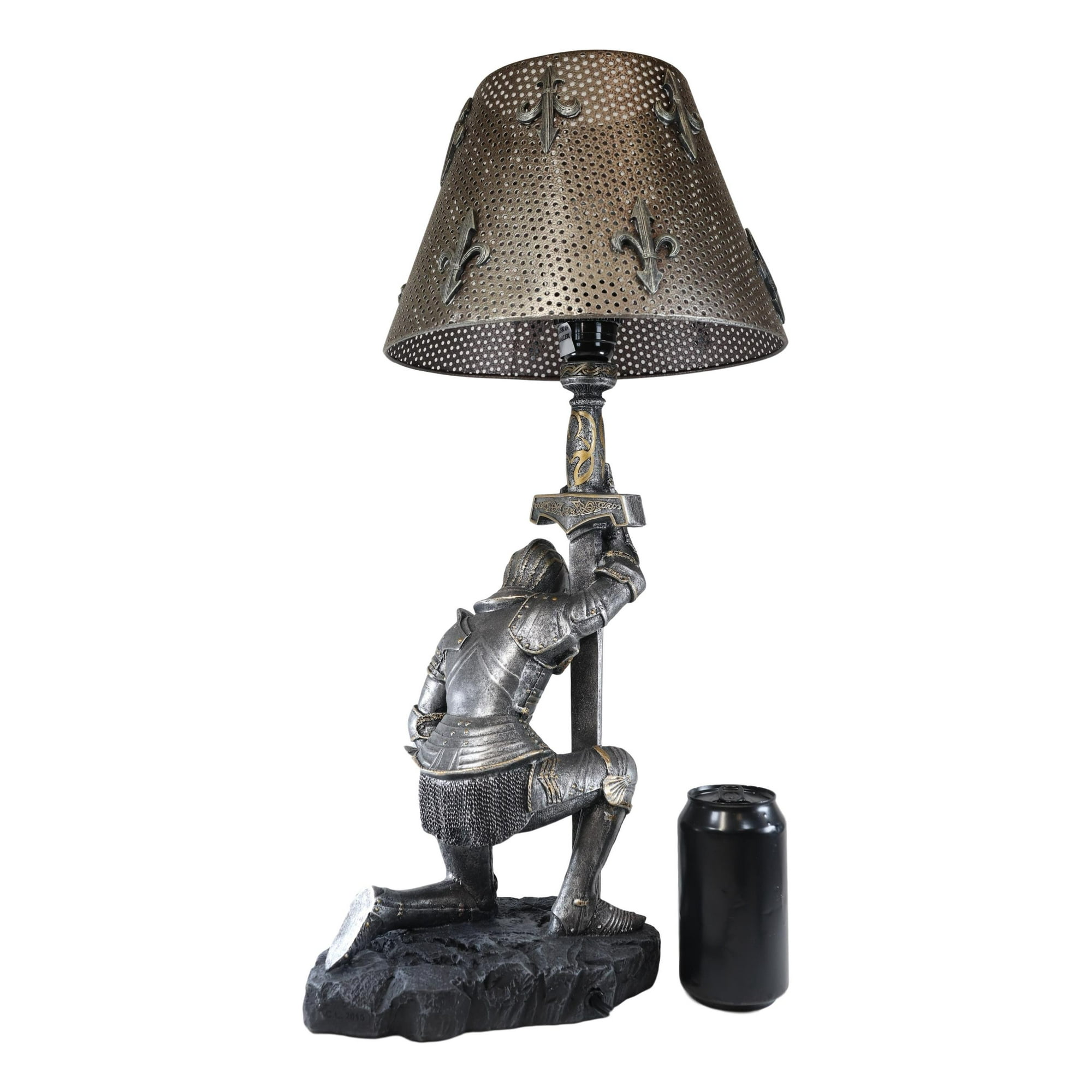The Accolade Kneeling Knight Suit of Armor Ceremony Side Table Lamp 22"H