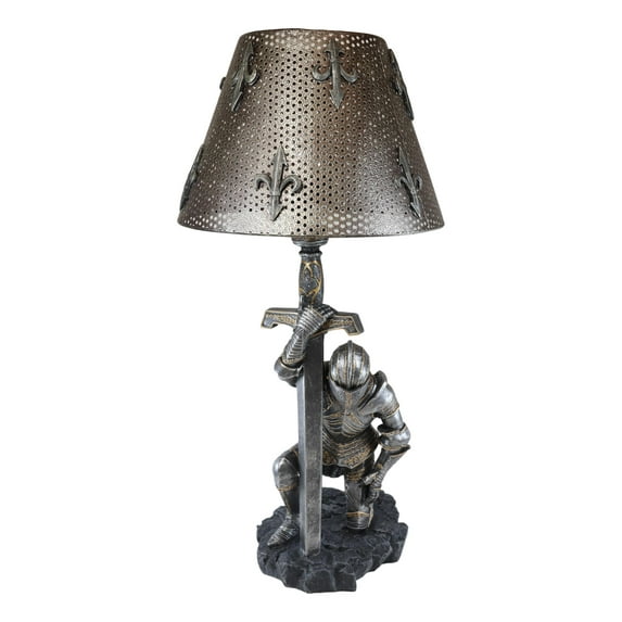 The Accolade Kneeling Knight Suit of Armor Ceremony Side Table Lamp 22"H
