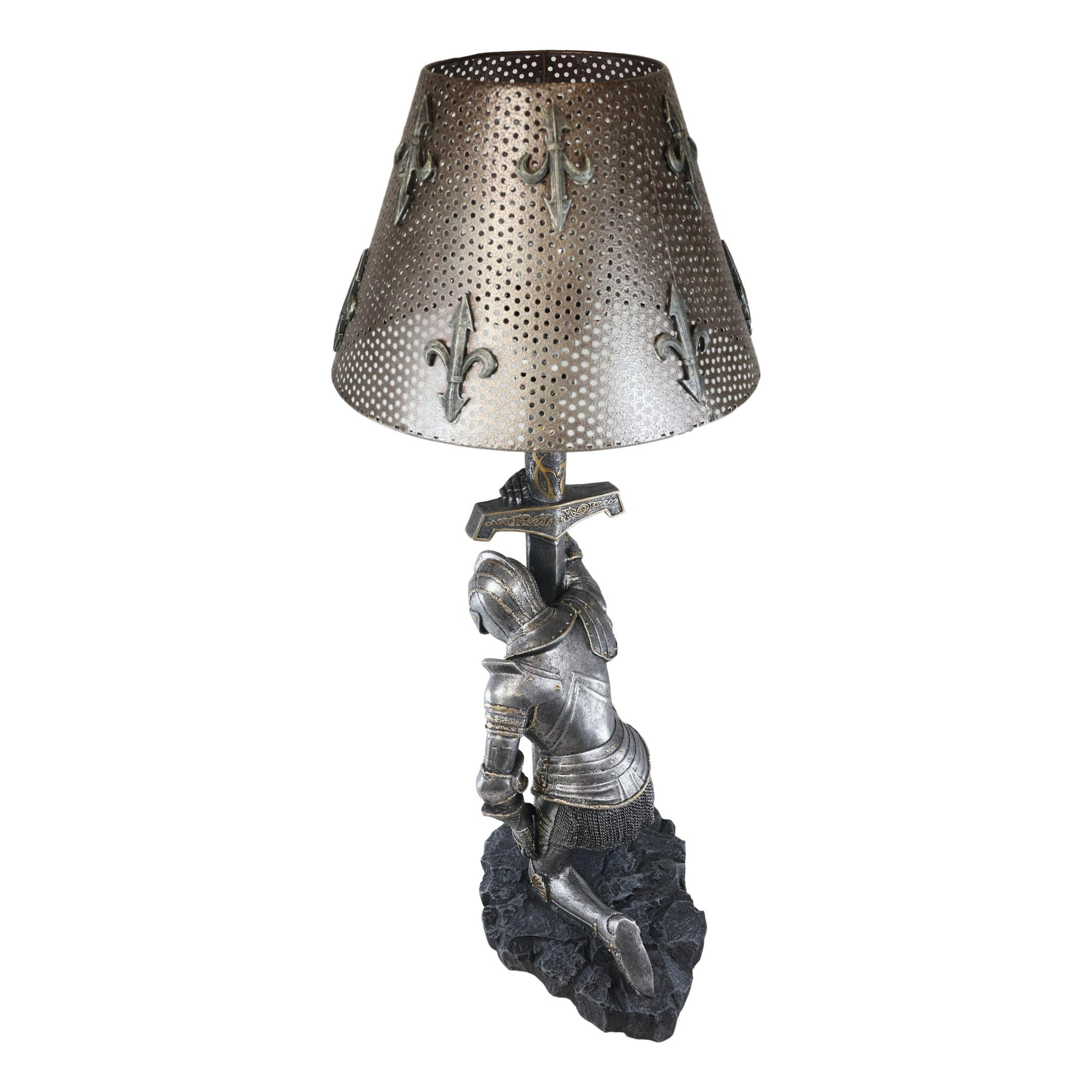 The Accolade Kneeling Knight Suit of Armor Ceremony Side Table Lamp 22"H