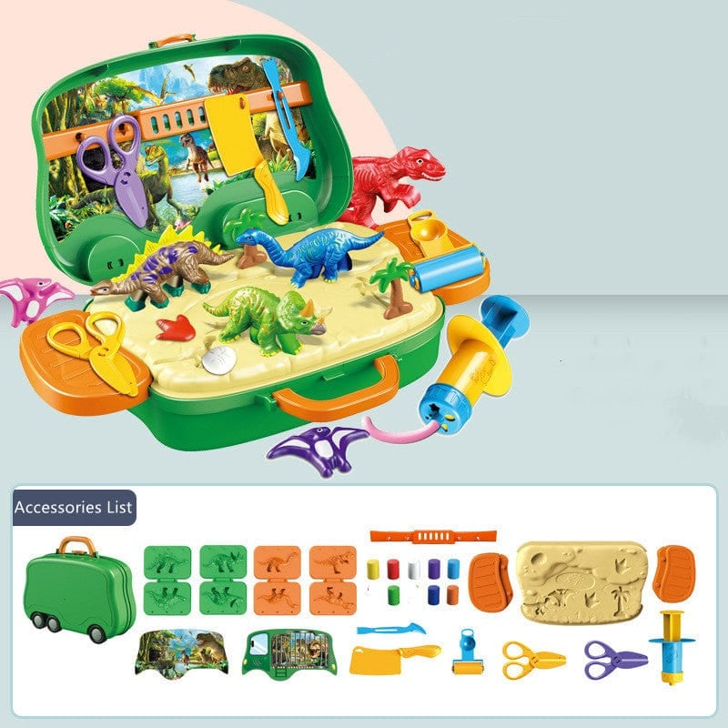 24 PCS Dinosaur Play Dough Set Portable 8 Colors Mud Kit with Tools Creation Toys for Kids