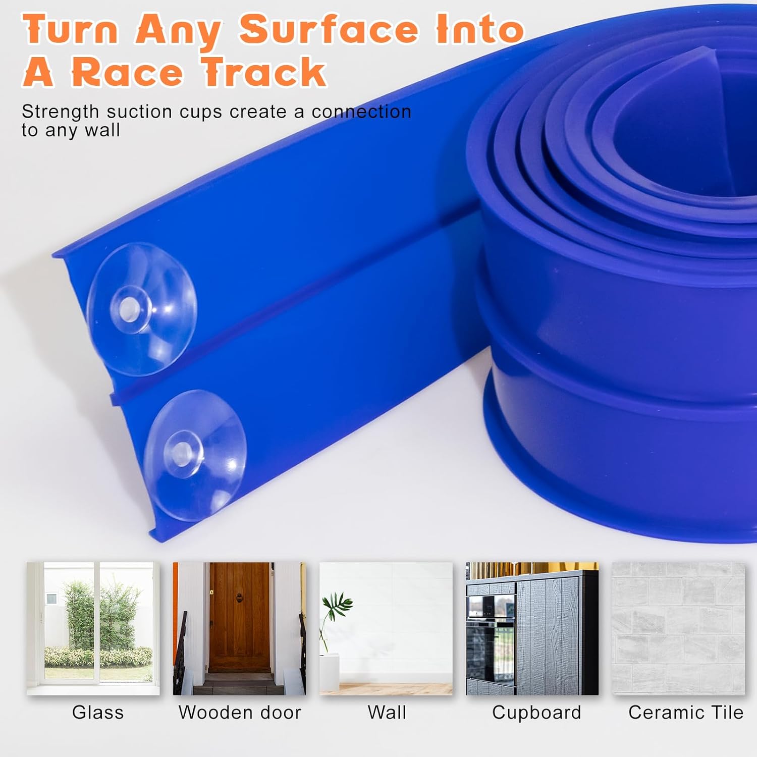 FlexTrack 5000 Blue Track for Toy Cars Flexible Race Track for Kids-15FT