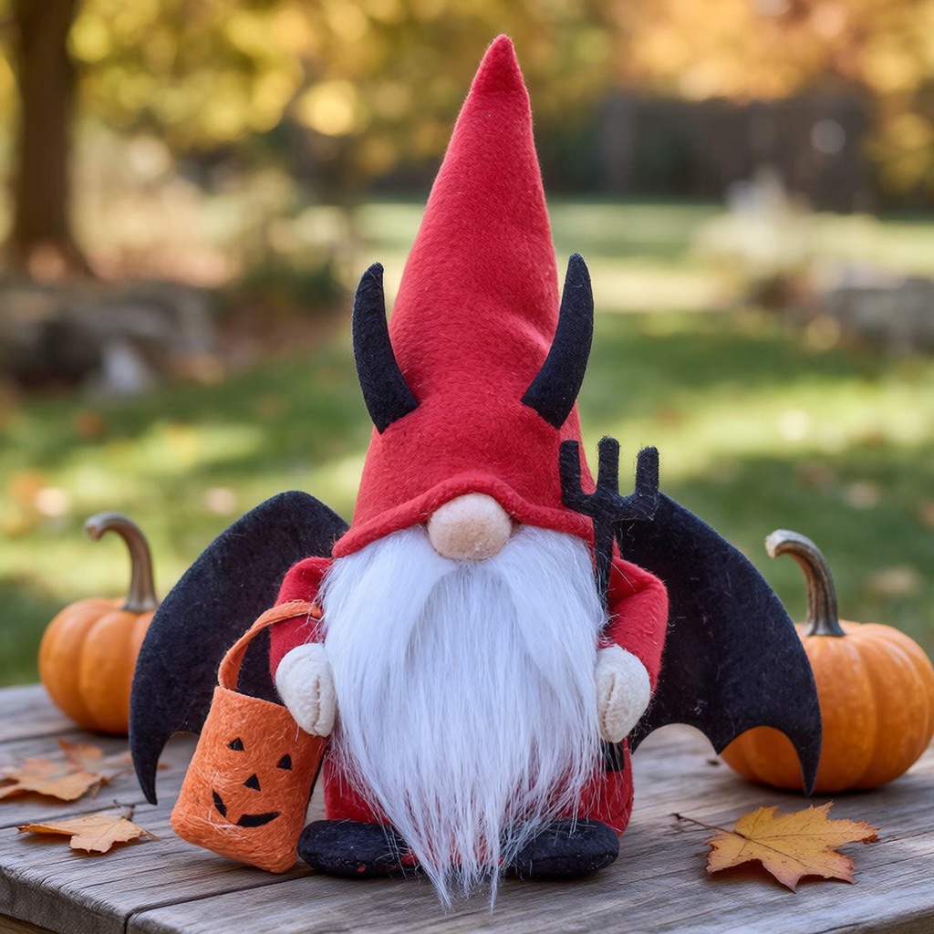 Halloween Bat Wing Gonk Doll | Spooky Tabletop Decor For Party (9 inches)