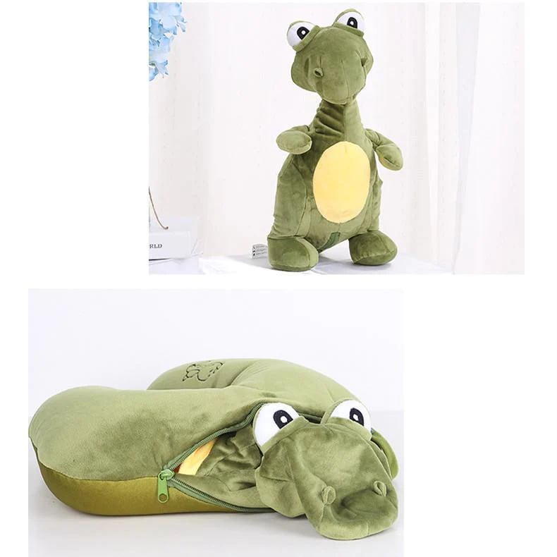 2 in 1 Transforming Dinosaur U Shape Pillow Plush Toy Lightweight Travel Neck Pillow