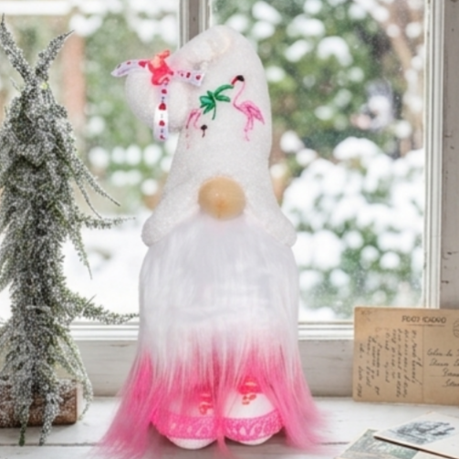 Flamingo Gnome --Tiered Tray Gnome (12inches)