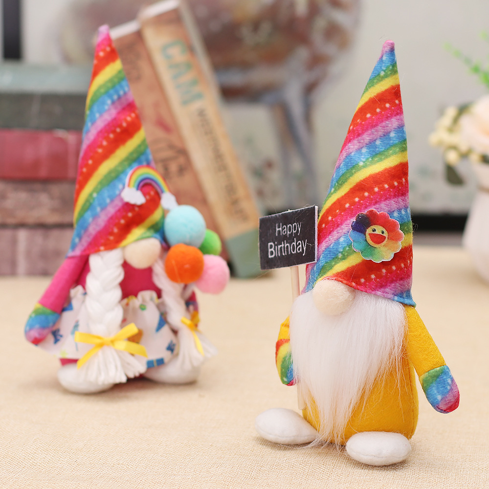 Rainbow Birthday Gnome: Festive Plush Decor for Unforgettable Celebrations(9 inches)