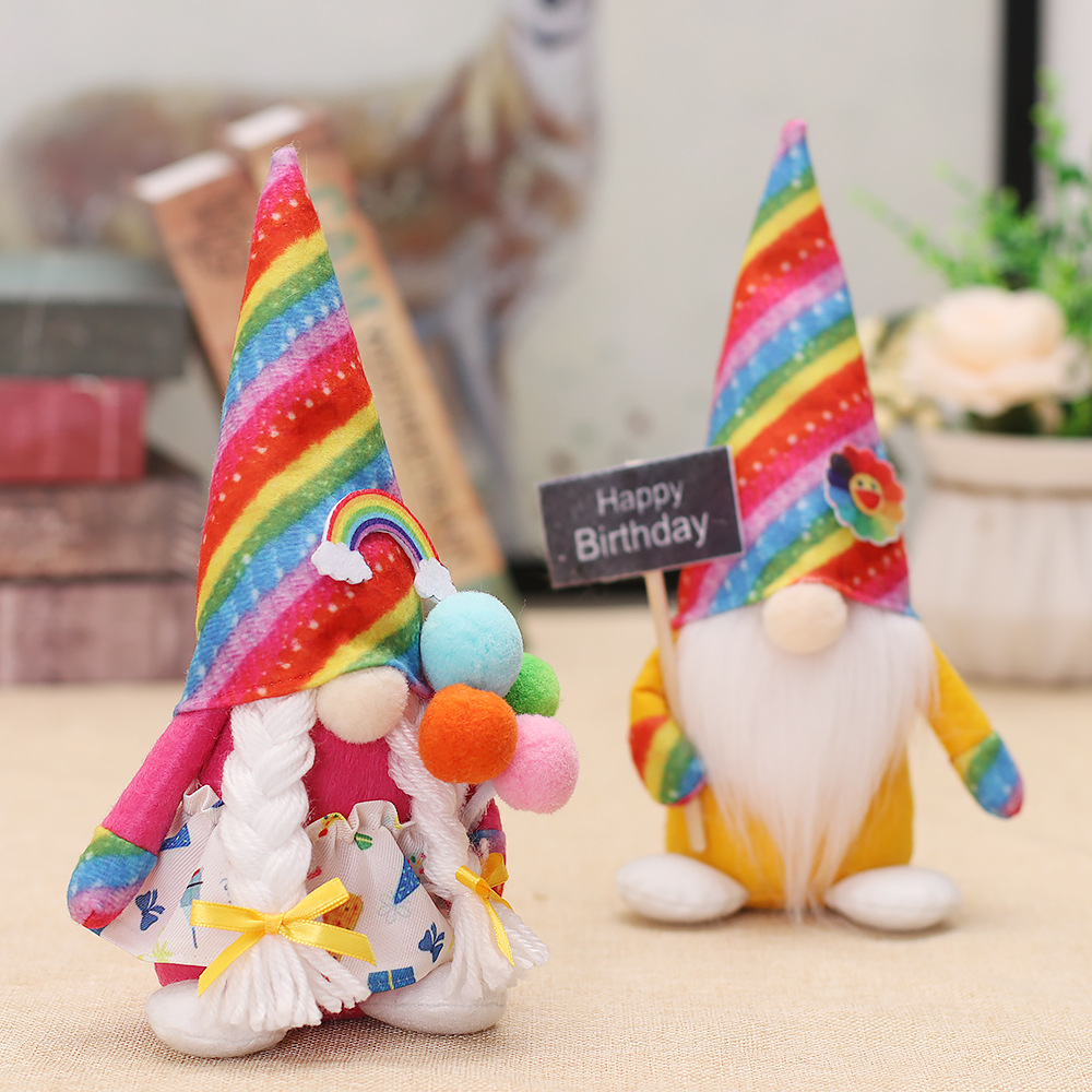 Rainbow Birthday Gnome: Festive Plush Decor for Unforgettable Celebrations(9 inches)