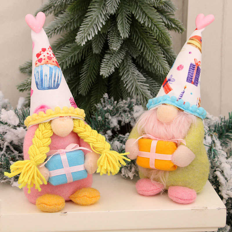 Handmade Rainbow Gnome Plush Doll - Sweet Valentine's Day & Birthday Party Decor(9 inches)