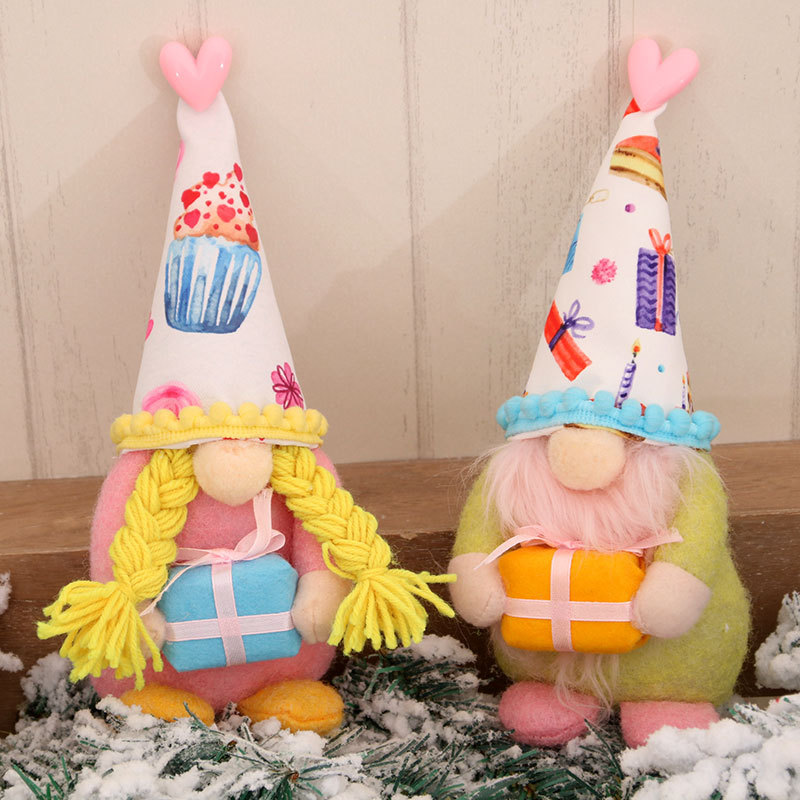 Handmade Rainbow Gnome Plush Doll - Sweet Valentine's Day & Birthday Party Decor(9 inches)