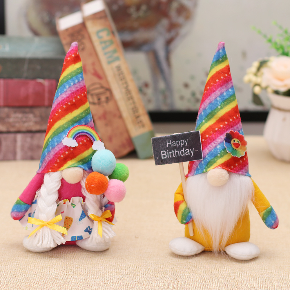 Rainbow Birthday Gnome: Festive Plush Decor for Unforgettable Celebrations(9 inches)