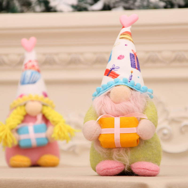 Handmade Rainbow Gnome Plush Doll - Sweet Valentine's Day & Birthday Party Decor(9 inches)