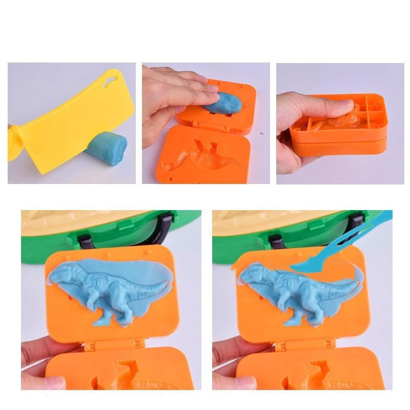 24 PCS Dinosaur Play Dough Set Portable 8 Colors Mud Kit with Tools Creation Toys for Kids