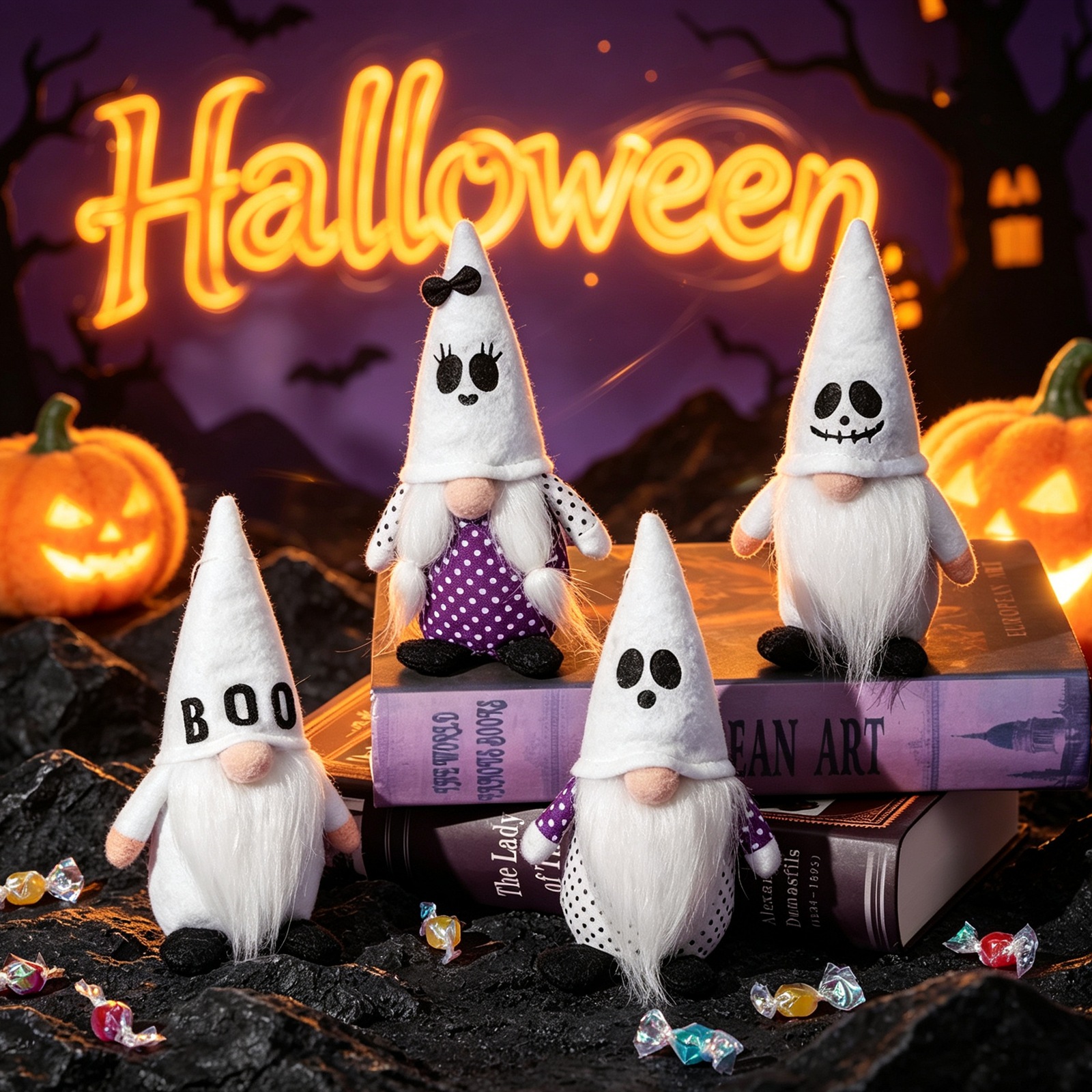 Boo Ghost Gonks 4 Pack Halloween (6.7 inches)