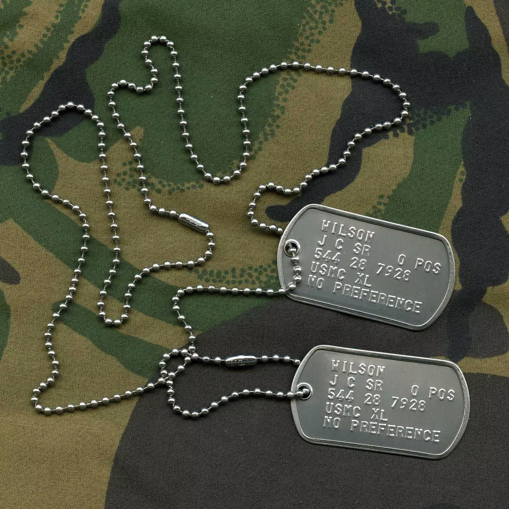 Stainless Steel US Army Dog Tag ID Set