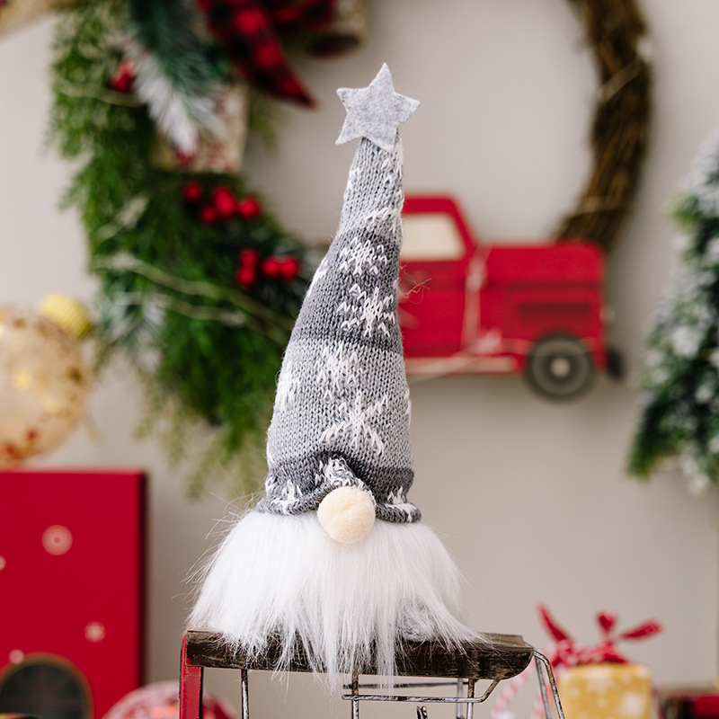 Snowflake Knit Beanie with Light Gnome