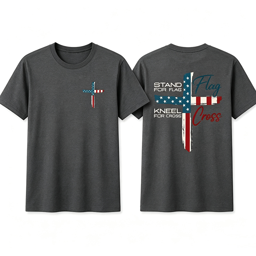 Stand for Flag Kneel for Cross Religious Tee
