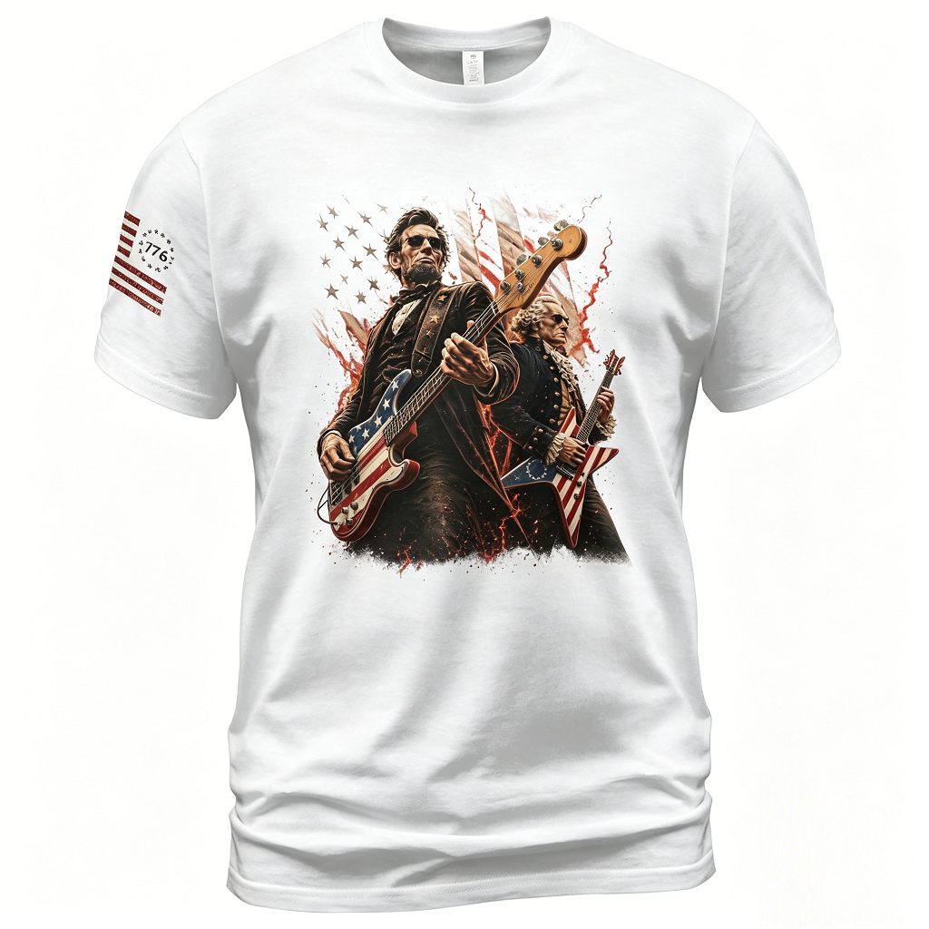 Presidents Rock Band Shirt Funny Patriotic Founding Fathers Graphic Tee