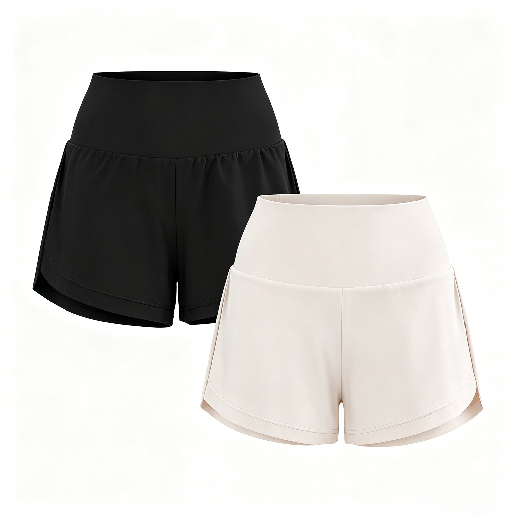 2-Piece Super High Waisted Back Pocket & Side Hidden Pocket 2-in-1 Yoga Shorts 3" Set