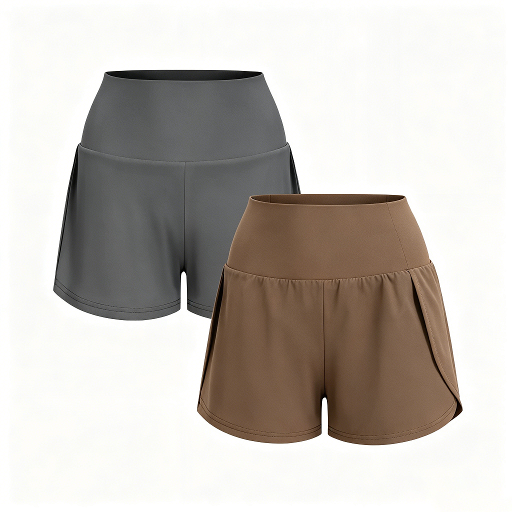 2-Piece Super High Waisted Back Pocket & Side Hidden Pocket 2-in-1 Yoga Shorts 3" Set