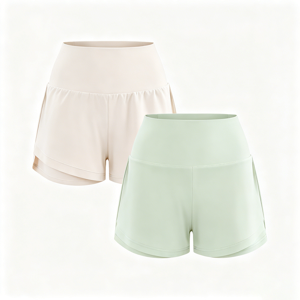 2-Piece Super High Waisted Back Pocket & Side Hidden Pocket 2-in-1 Yoga Shorts 3" Set