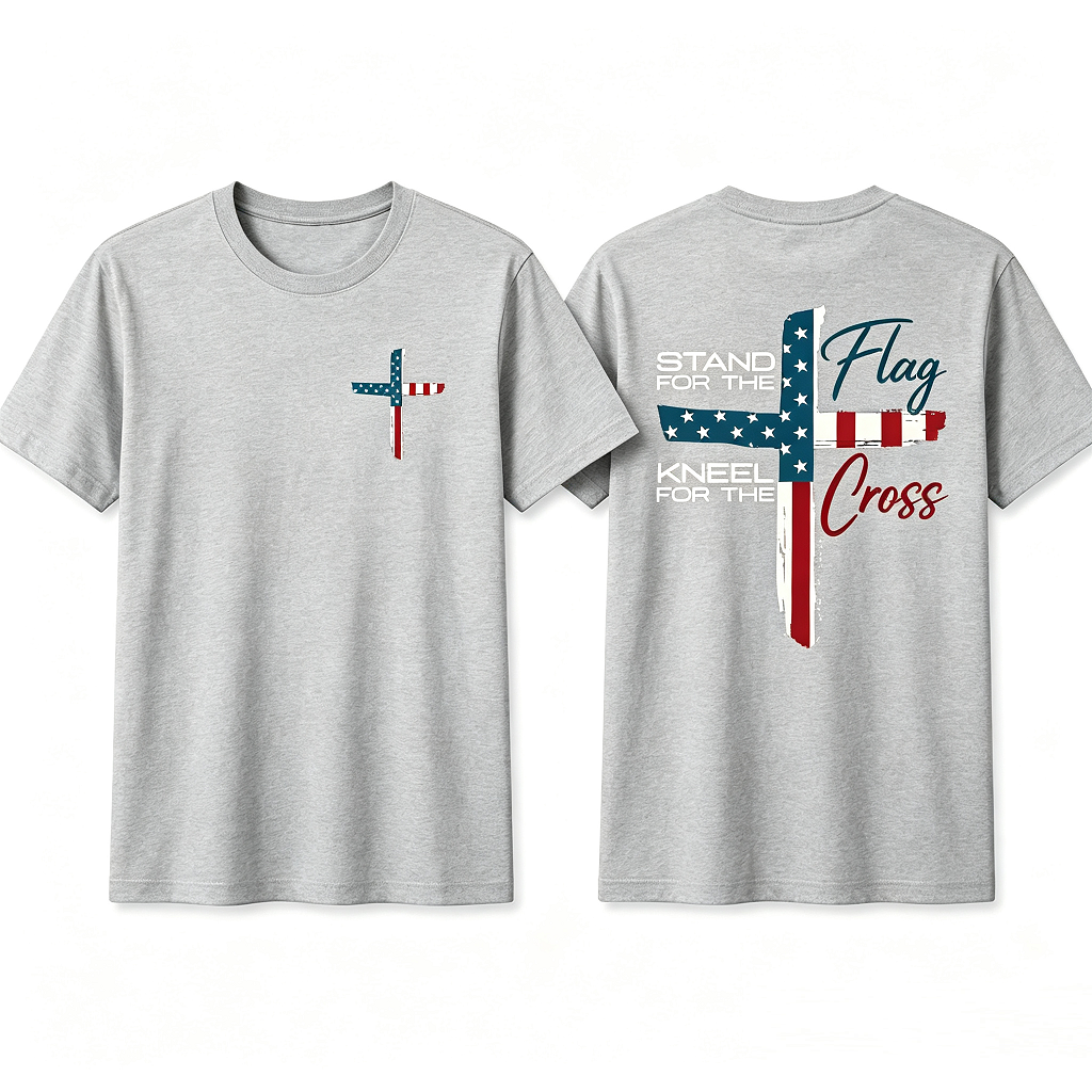 Stand for Flag Kneel for Cross Religious Tee