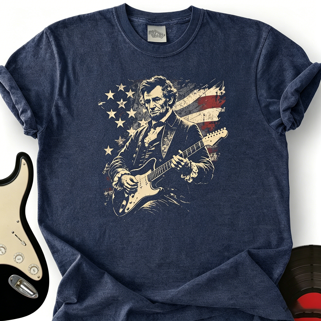 America's 250th Anniversary Lincoln Rock Guitar Graphic Tee