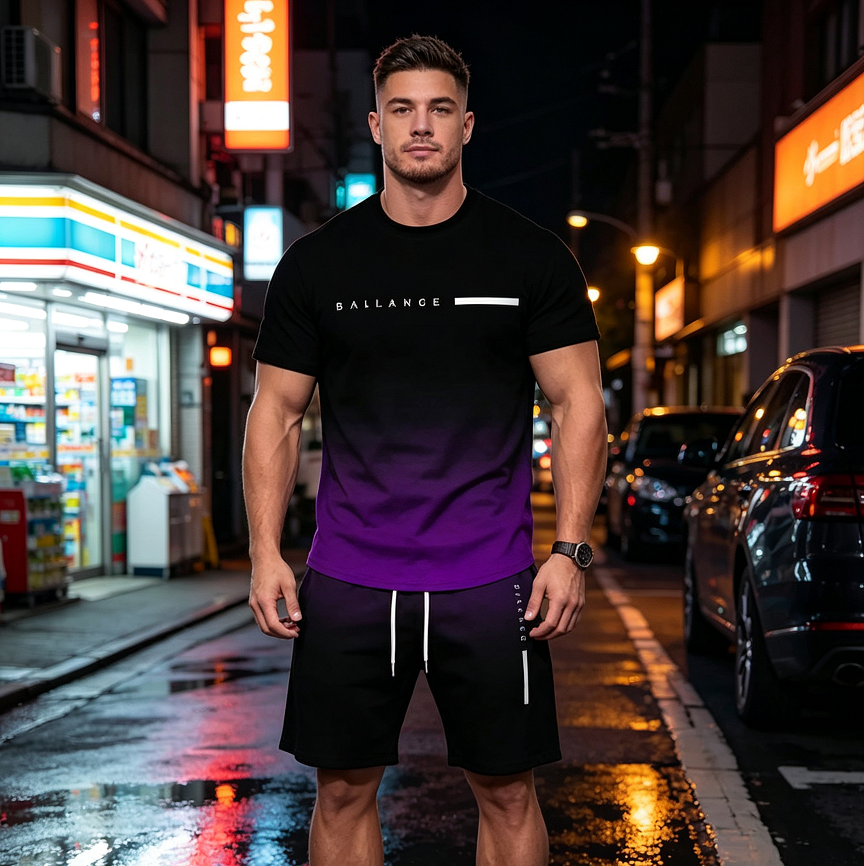 Men's Summer Regular-Fit Pure Cotton Short-Sleeve T-Shirt & Shorts Set