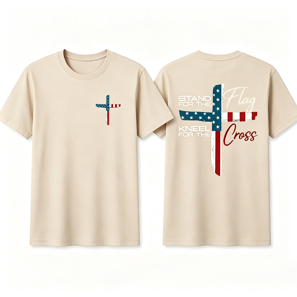 Stand for Flag Kneel for Cross Religious Tee
