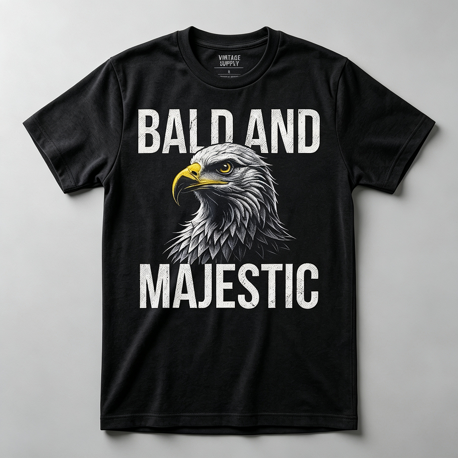 Mens Funny T Shirts Bald and Majestic Sarcastic Eagle Graphic Novelty T Shirts