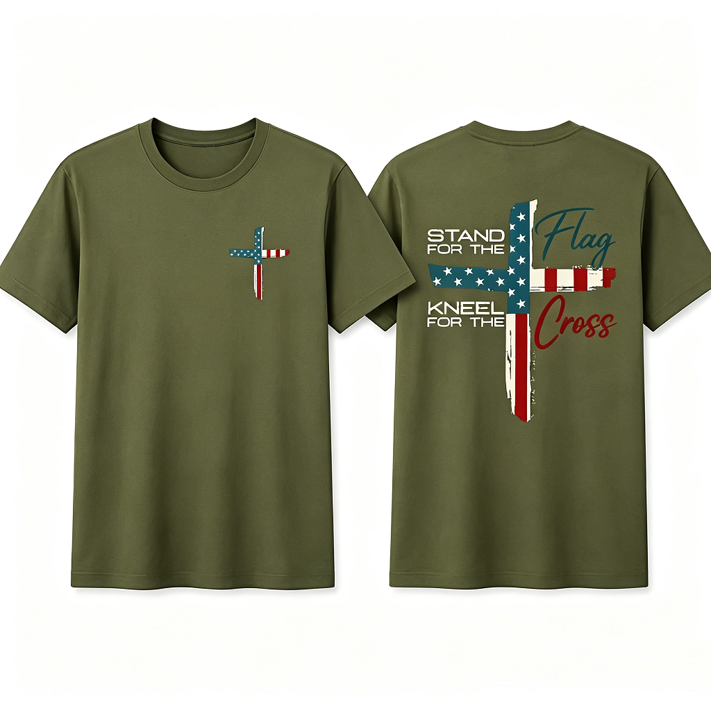 Stand for Flag Kneel for Cross Religious Tee